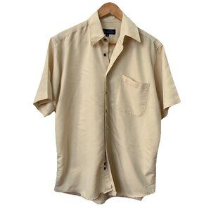 Vintage Oscar de la Renta Button Up Shirt Mens Yellow Neutral Camp Summer